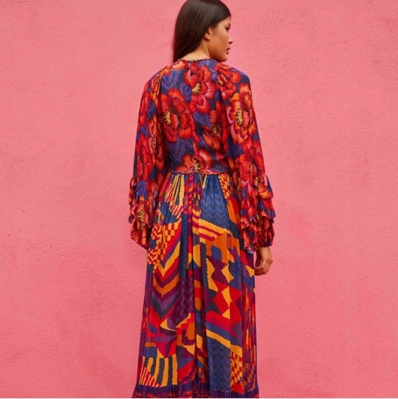 Farm Rio Blue Abstract Patches Maxidress - Picture 8 of 10